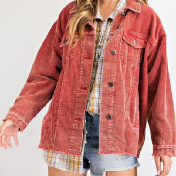 EASEL Jackets & Blazers - Easel Los Angeles RAW HEM BUTTON UP CORDUROY WOMENS BARN JACKET SIZE S